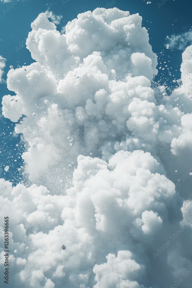 Fototapeta premium Jet Flying Through Cloudy Blue Sky