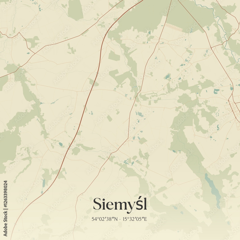 Naklejka premium Vintage map of Siemysl, Poland.