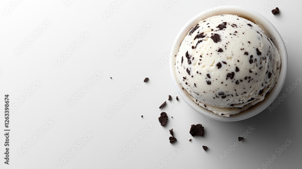 Delicious close-up view of cookies and cream ice cream on a white background Delicious close-up view of cookies and cream ice cream on a white background