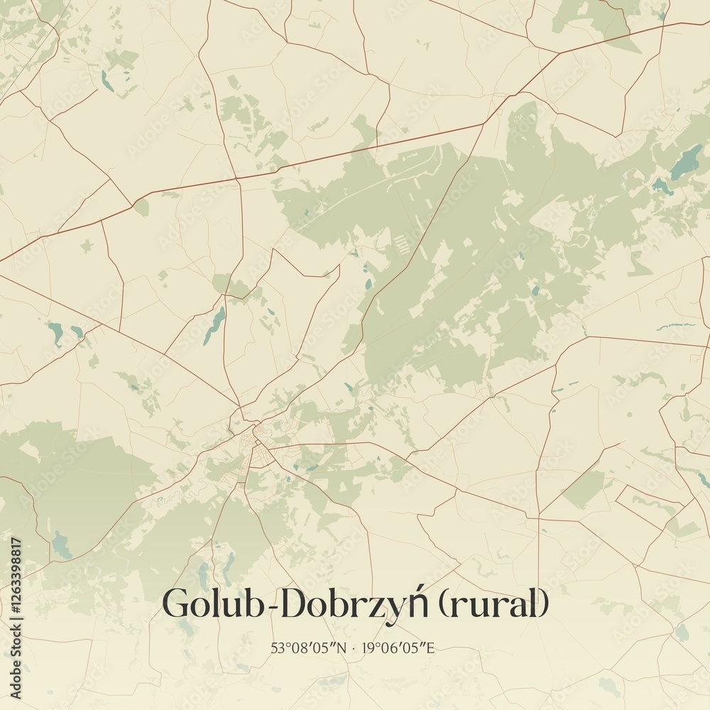 Fototapeta premium Vintage map of Golub-Dobrzyn (rural), Poland.