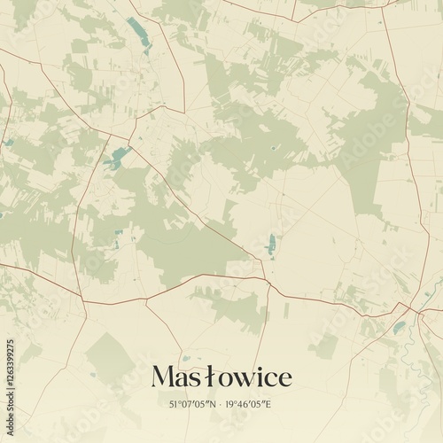Vintage map of Maslowice, Poland.