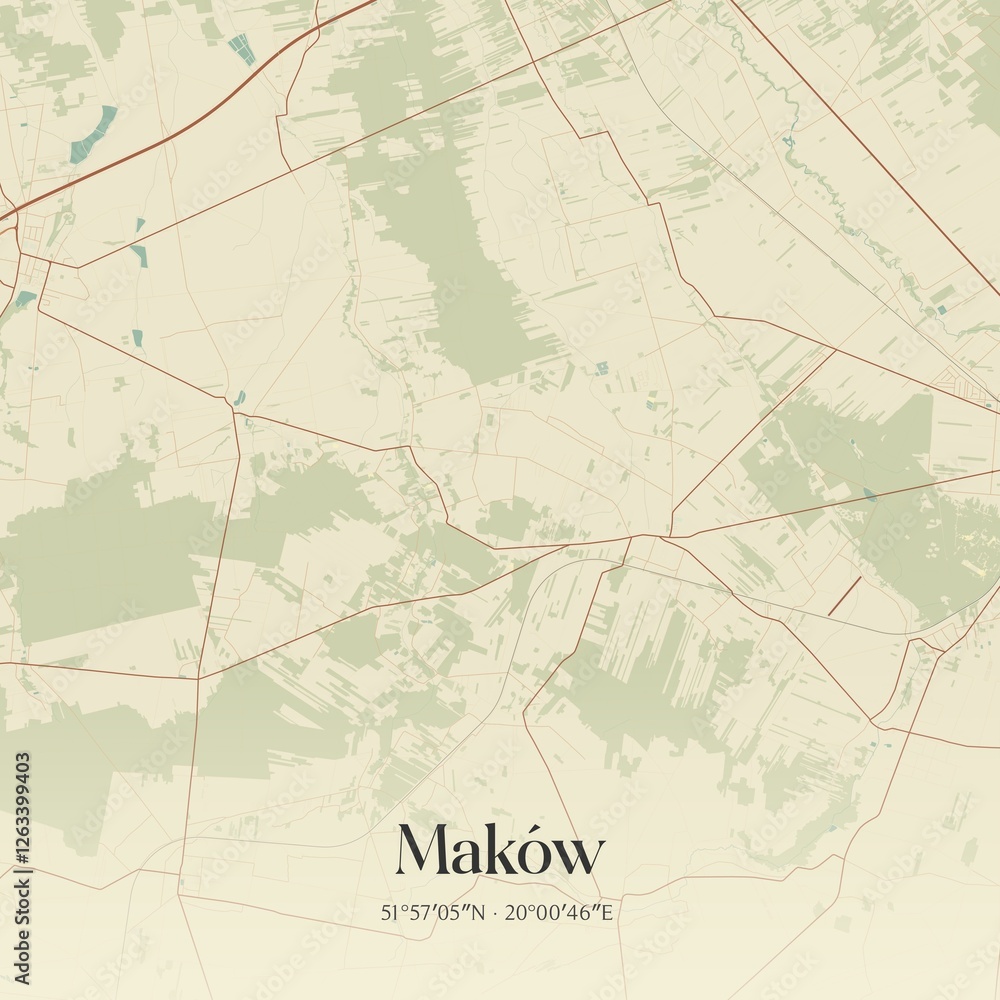 Obraz premium Vintage map of Maków, Poland.
