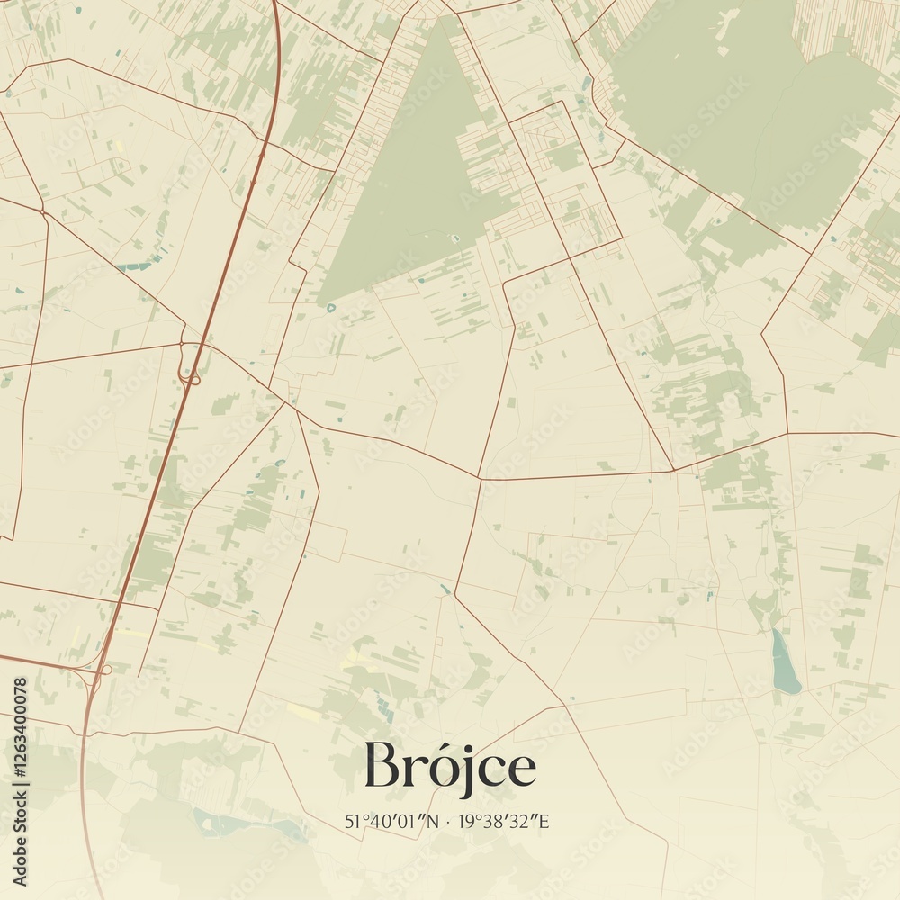 Obraz premium Vintage map of Brójce, Poland.