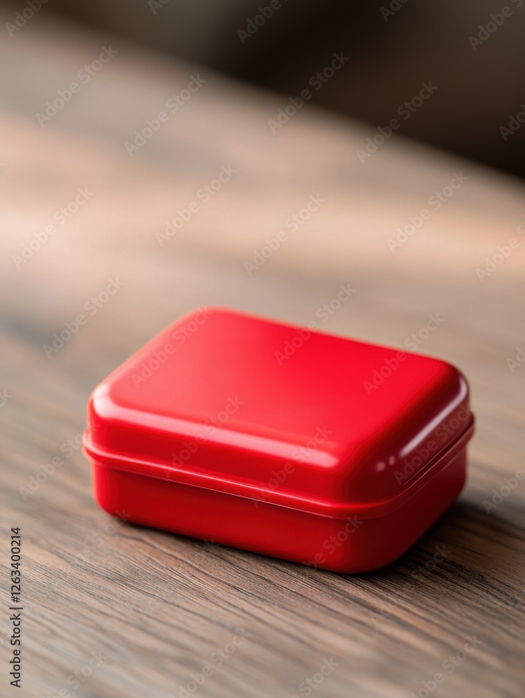 Small red box on wooden surface, perfect for storage, organizing, or gift presentation. Small red box on wooden surface, perfect for storage, organizing, or gift presentation.