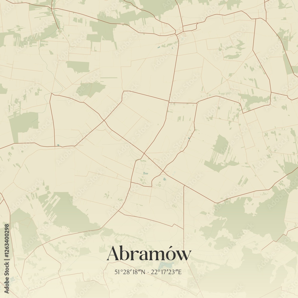Obraz premium Vintage map of Abramów, Poland.