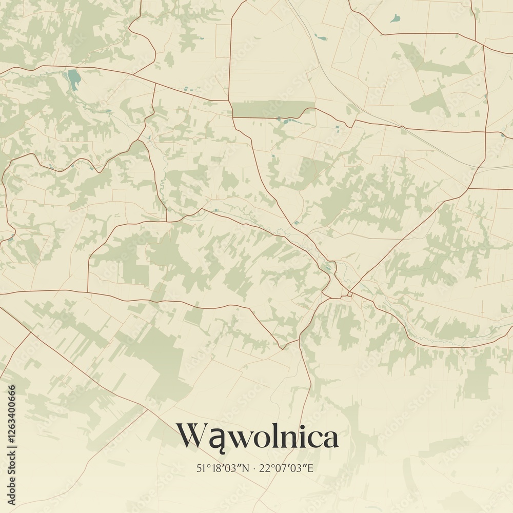 Obraz premium Vintage map of Wawolnica, Poland.