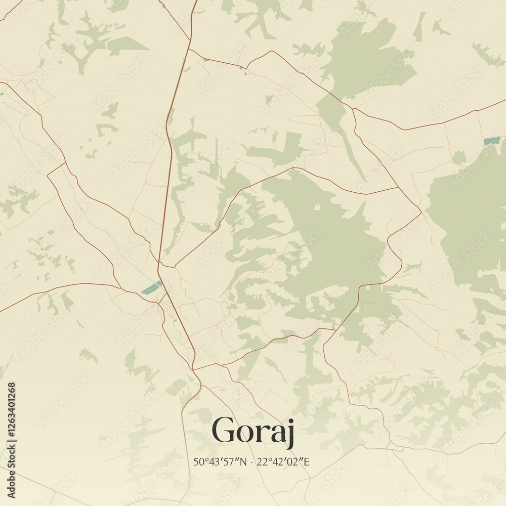 Fototapeta premium Vintage map of Goraj, Poland.