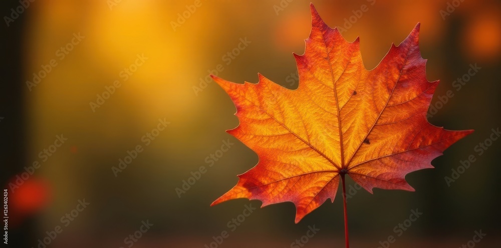 Close-up of a single beech leaf, vibrant autumn hues, backdrop, red, botanical Close-up of a single beech leaf, vibrant autumn hues, backdrop, red, botanical