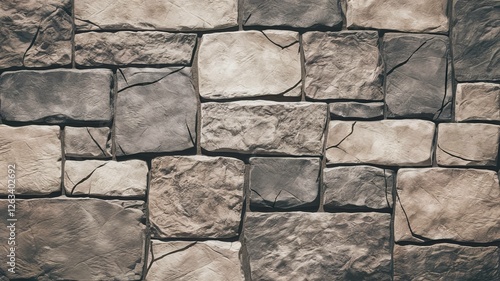A highly detailed, realistic seamless old  stone wall texture composed of irregularly shaped stones. Ai generative.