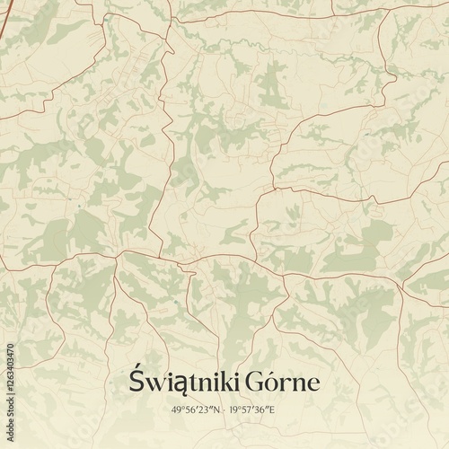 Vintage map of Swiatniki Górne, Poland. photo