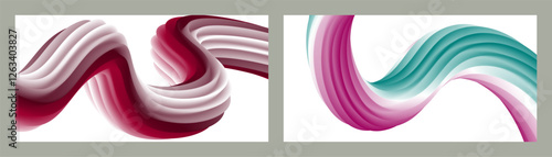 Abstract volumetric background. Cords. set of two illustrations. Toothpaste in a tube. Minimalism. Creative modern background. Cover design, wallpaper, background. eps vector.