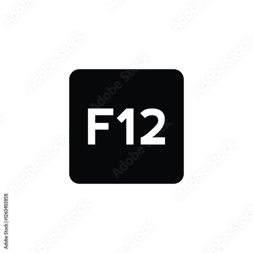 Key with with F12 symbol. Black computer keyboard. Button icon vector illustration. 