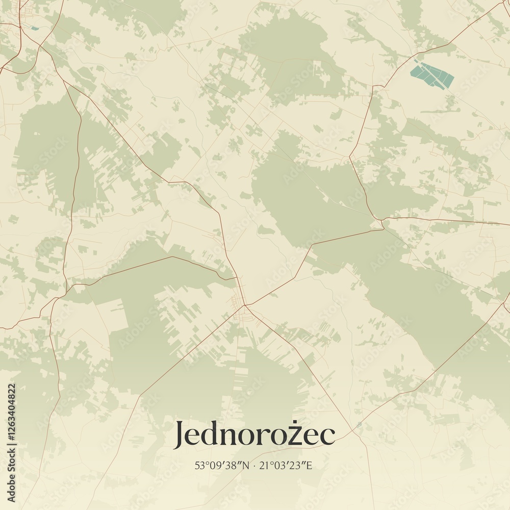 Fototapeta premium Vintage map of Jednorozec, Poland.