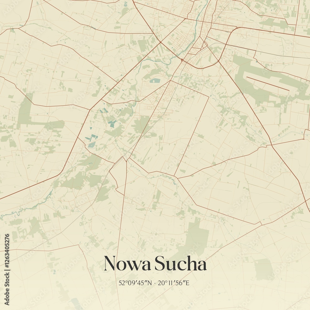 Naklejka premium Vintage map of Nowa Sucha, Poland.