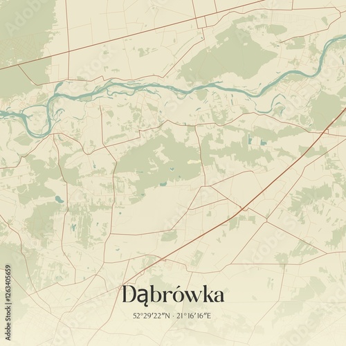 Vintage map of Dabrówka, Poland.