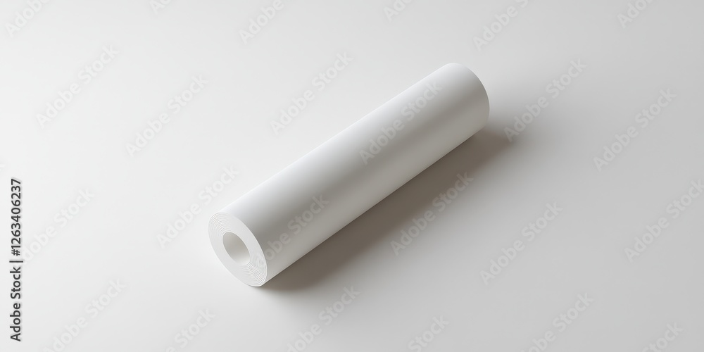 A pristine white cylinder exudes elegance on a textured gray base, its sleek gloss capturing light and casting subtle shadows for a refined 3D effect A pristine white cylinder exudes elegance on a textured gray base, its sleek gloss capturing light and casting subtle shadows for a refined 3D effect
