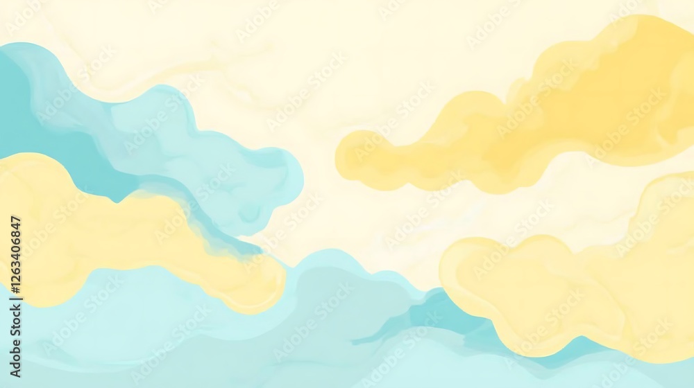Abstract Pastel Yellow and Blue Swirls Design