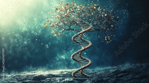 DNA tree mystical autumnal landscape