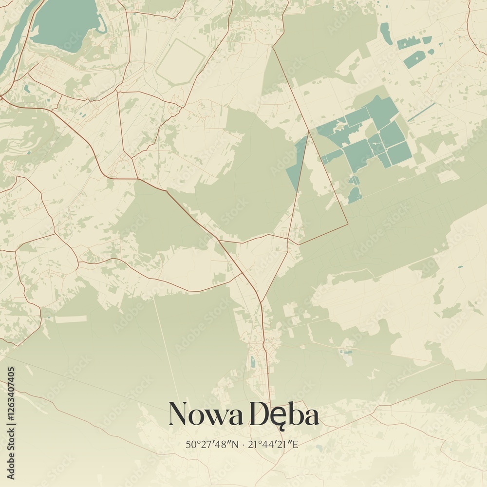 Naklejka premium Vintage map of Nowa Deba, Poland.