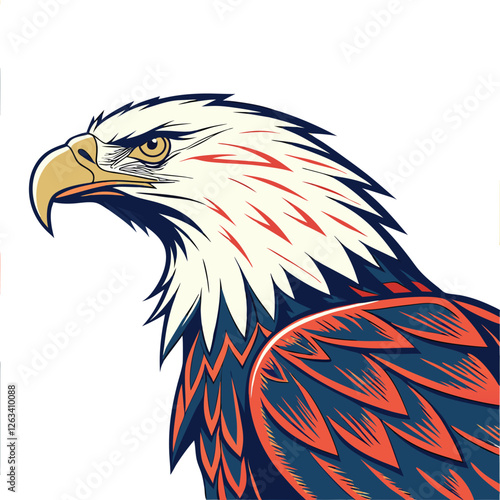 American eagle with flag and eagle with wings eagle in the sky