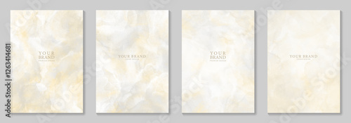 Light grey and yellow watercolor texture vector paper background set for cards, flyer, poster, banner and cover design. Hand drawn watercolor illustration for your design. Stone texture.