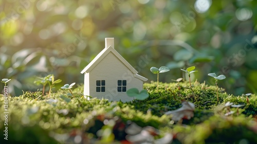 Wallpaper Mural A small white house is sitting on a patch of moss Torontodigital.ca