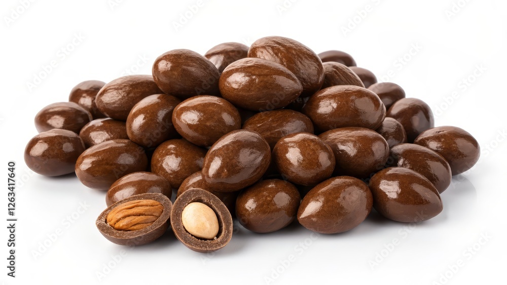 Milk Chocolate Covered Almonds Close-up Pile, Oval Shape, Sweet Treat, confectionery chocolate candy, almond candy Milk Chocolate Covered Almonds Close-up Pile, Oval Shape, Sweet Treat, confectionery chocolate candy, almond candy