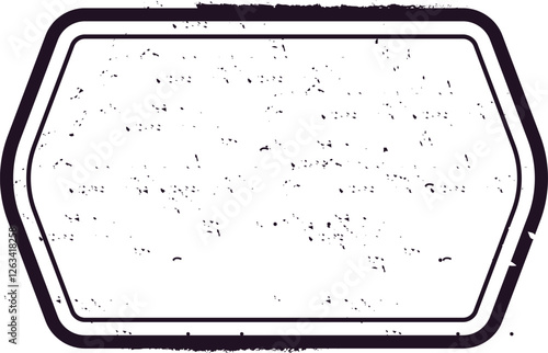 Blank vintage hexagonal postage stamp featuring a grunge effect, waiting to be filled with text, images, or both, isolated against a clean white background