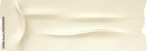 Realistic flowing beige fabric with soft folds waving and fluttering, creating a smooth and elegant texture with highlights and shadows, perfect for backgrounds and design elements