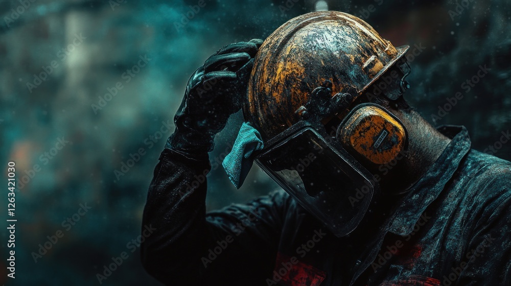 Obraz premium Industrial Grit: A Portrait of Resilience