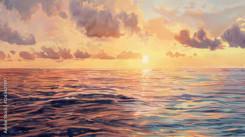 Obraz premium watercolor painting of a sunset