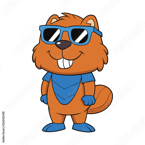 Cool Beaver Cartoon Illustration