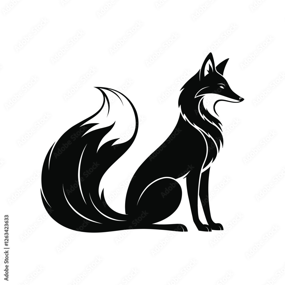snow fox silhouette logo illustration snow fox silhouette logo illustration