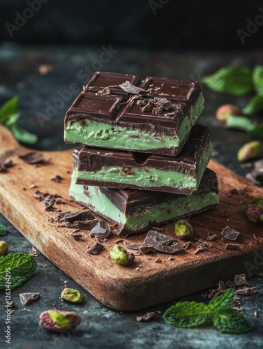 Chocolate bars on cutting board