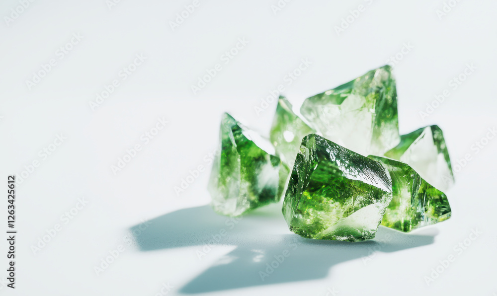 Exploring the Beauty of Green Calcite Crystals: A Stunning Display of Nature's Artistry and Translucent Elegance Captured in Light Exploring the Beauty of Green Calcite Crystals: A Stunning Display of Nature's Artistry and Translucent Elegance Captured in Light