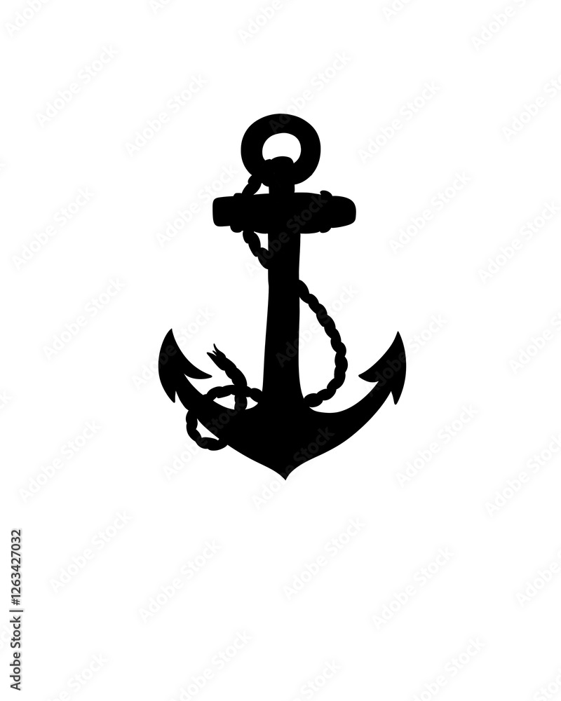 Silhouette of sea anchor close up on white background Silhouette of sea anchor close up on white background