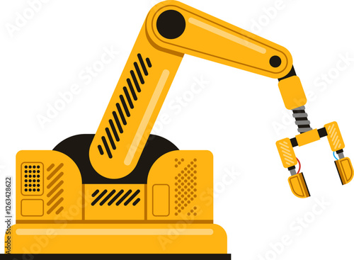 Yellow robotic arm performing automated tasks, showcasing advanced machinery and cutting edge technology within modern factory and industrial environments, enhancing efficiency and productivity