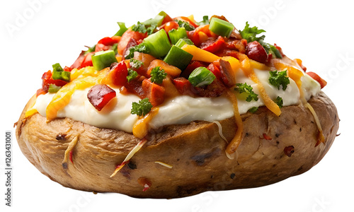 loaded baked potato, isolated on transparent background Remove png, Clipping Path