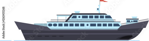 Ferry boat sailing across the vast ocean, providing essential passenger transportation services while highlighting the beauty of maritime travel and waterborne vessels