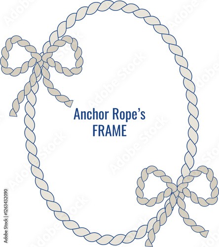 Vector Circular Rope's Frame with cute bows. Mooring rope frame trendy flat illustration in retro style for wedding invitations, greeting cards, banners, flyers and other templates.

