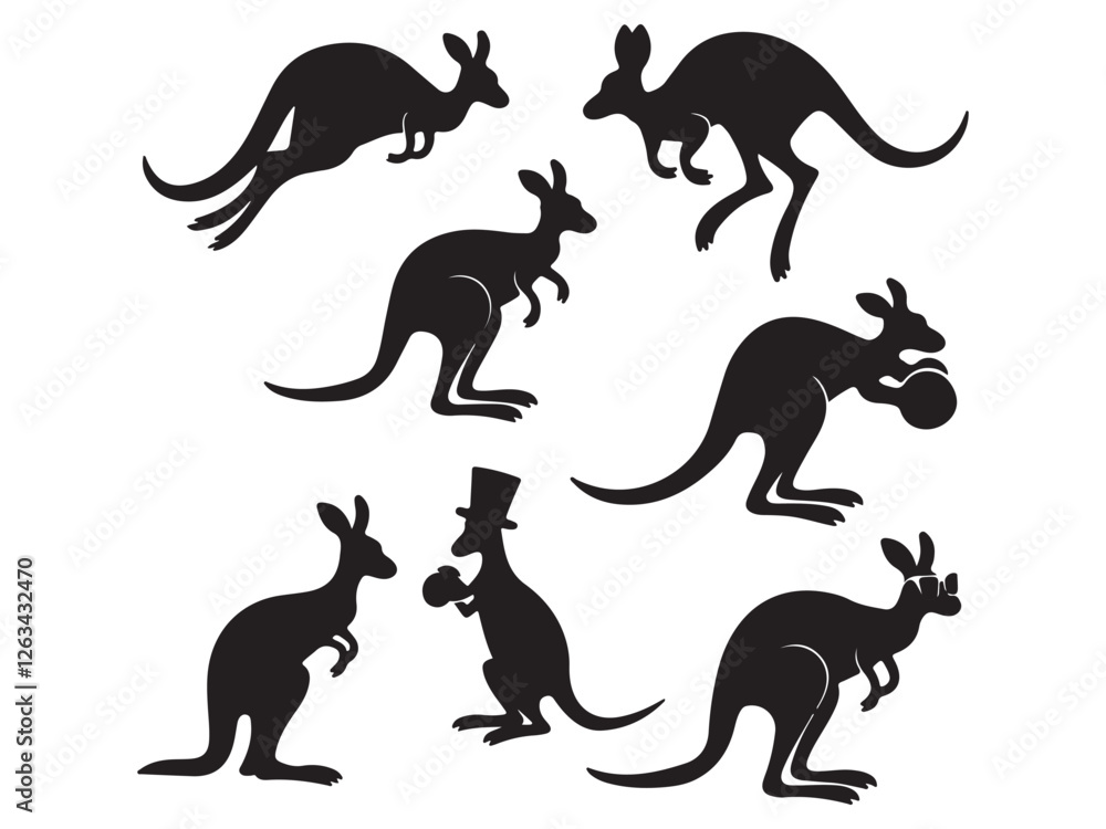 kangaroo vector silhouettes set kangaroo vector silhouettes set