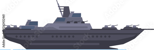 Modern warship equipped with advanced weaponry patrolling the sea, safeguarding national waters, ensuring maritime security, and projecting naval power