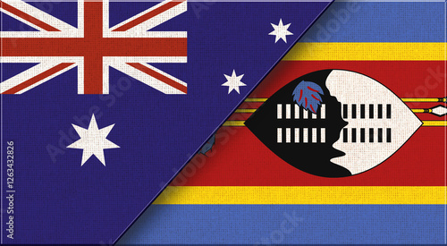 Flags of Australia and Eswatini. Australian and Swaziland National flags photo