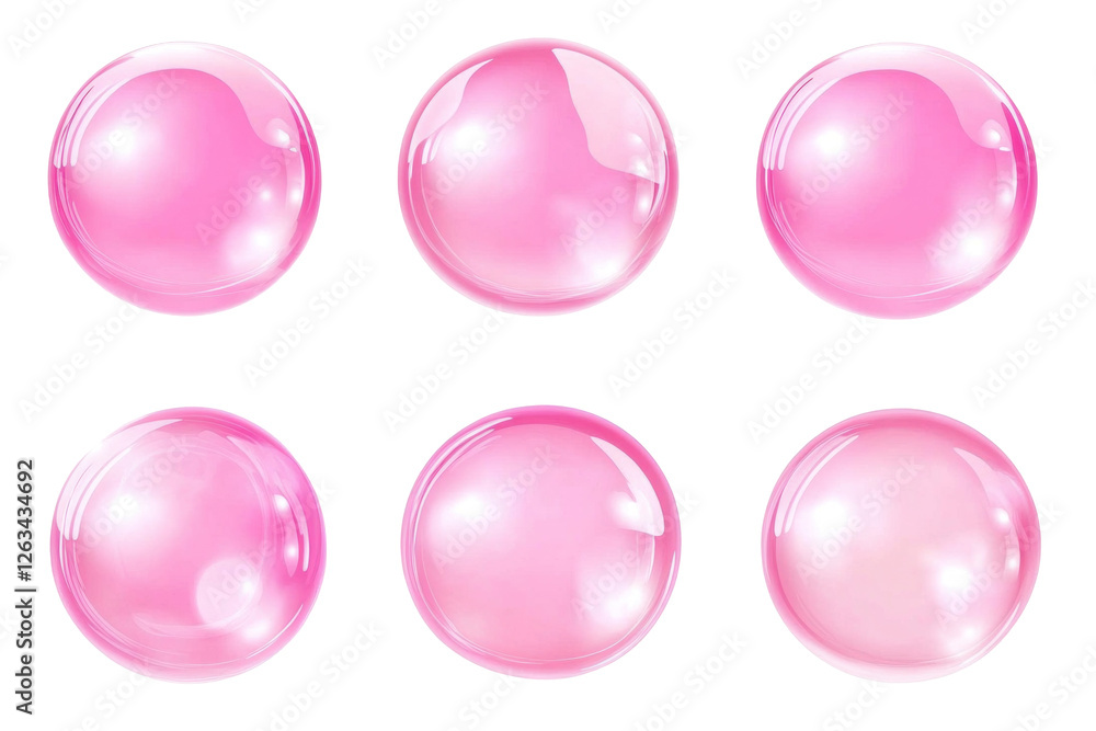 Fototapeta premium set of pink sphere eggs isolated
