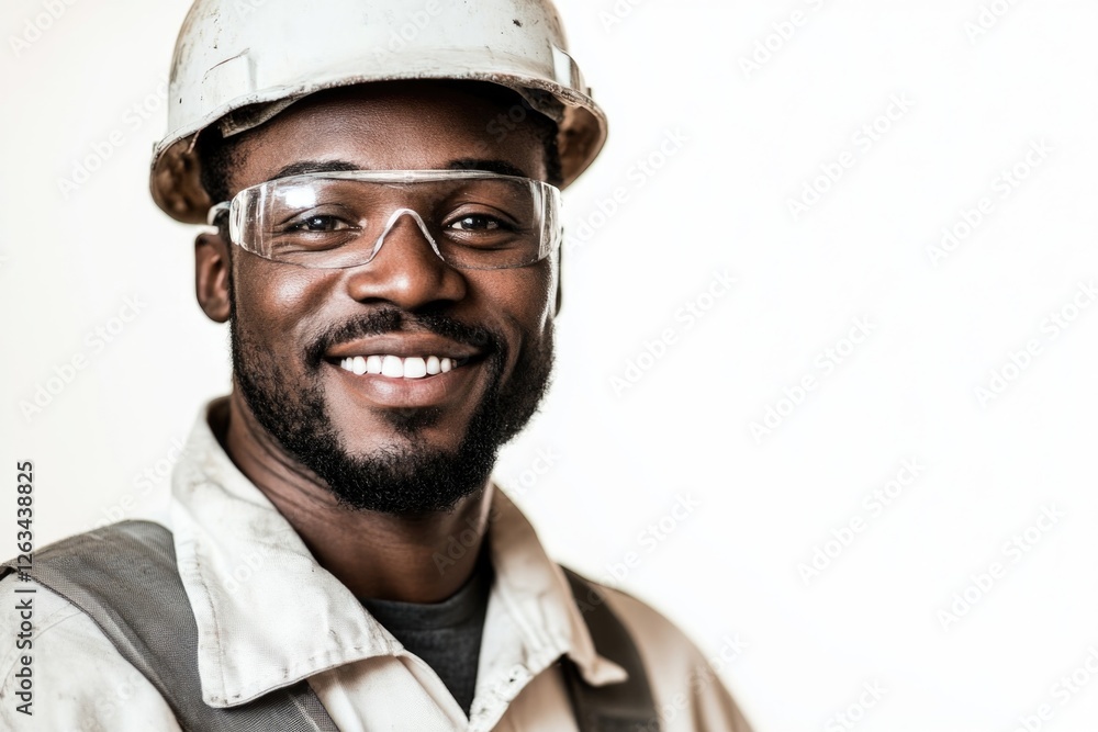 A worker on site wearing protective gear, perfect for industry or workplace photos A worker on site wearing protective gear, perfect for industry or workplace photos