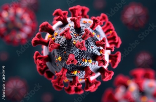 Viruses under microscope. Bacteria molecules. Study of virus pathogens. Science, Medicine, biology