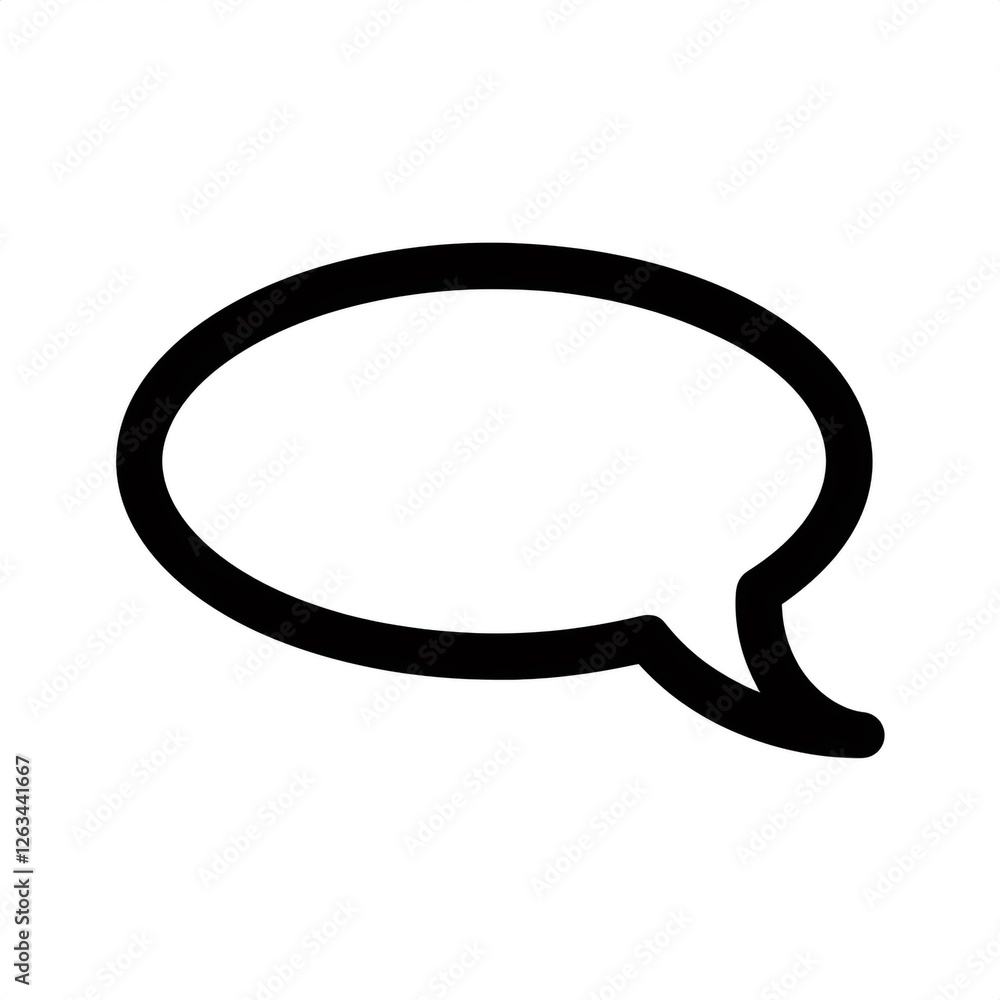 Hand drawn black speech bubble representing communication, isolated on white background
