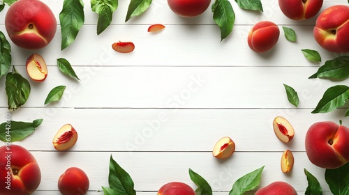 Top View Image of Multiple Ripe Sweet Peaches photo