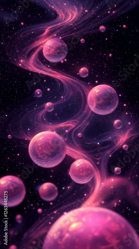 Wallpaper Mural Abstract digital art of swirling shapes and soft gradients in pink and purple hues, evoking a sense of fluidity and motion in a cosmic setting Torontodigital.ca