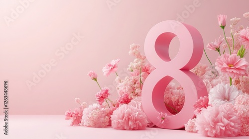 Celebrating International Women's Day with floral decorations featuring the number eight